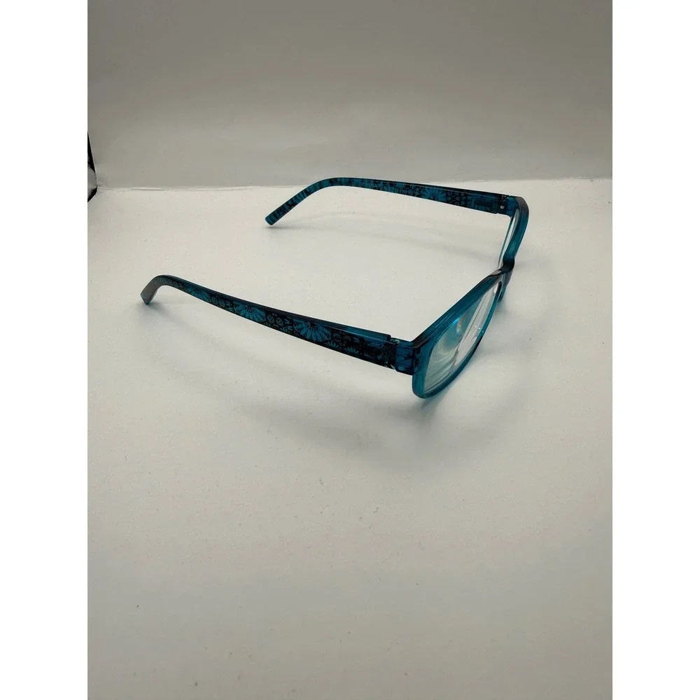 Foster Grant Teal Floral Pattern Rectangular‎ Reading Glasses Blue Green 2.50